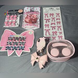 5 pc NEW Pink Bow Travel Themed Novelty Set NWT